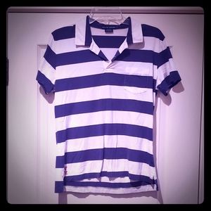 Cute Ralph Lauren Navy/White Stripe Cotton Polo XL